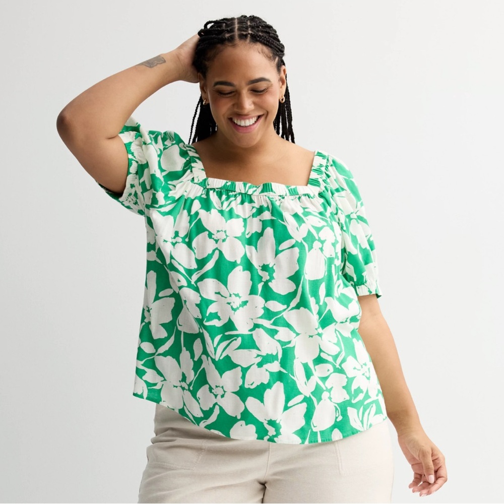 Elegant Green Floral Blouse